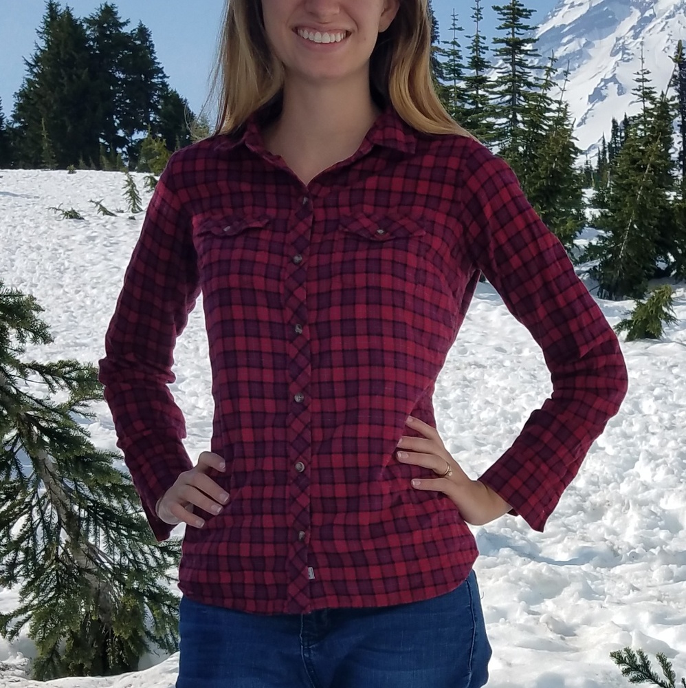 EDDIE BAUER Classic Fit Red Black Gingham Plaid Shirt Button Down Size XSmall